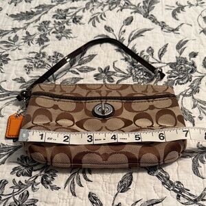 Coach Tan and Brown Signature Clutch